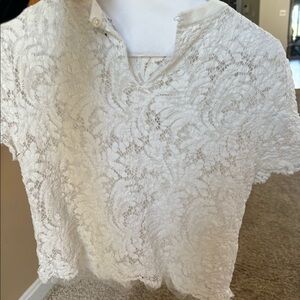 St. John Fern Leaf Lace Tee